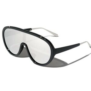 Oversized Shield Sunglasses Silver‎ Mirrored Lens Fashion Visor Sunnies Lentes